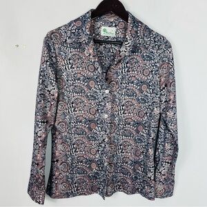 Vintage Alan Green Size Medium Mod 70's Print Dagger Collar Button Down Shirt
